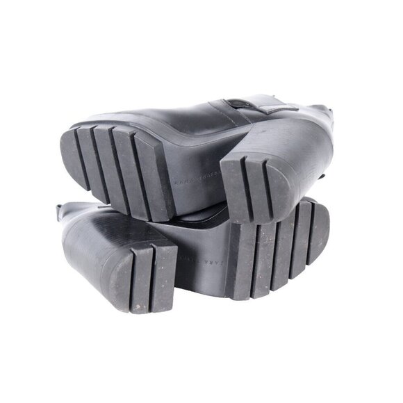 Zara Trafaluc Women's Size US 5.5 Black Lug Sole Ankle Boots Vegan Platform Shoe - Picture 4 of 8